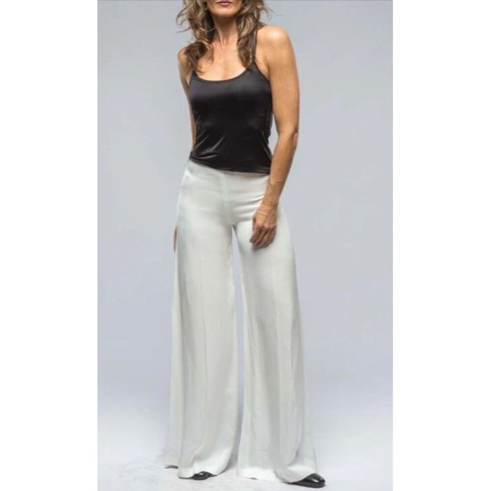 T.ba Maxi Pants In White Sharkskin Side Zip Retail $605 NWT Size 36 US 2 / 4